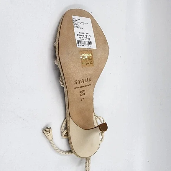 STAUD Chiara Espadrille Sandals Women's 7 Natural High Heel Tassel Braided Rope* - Picture 15 of 15